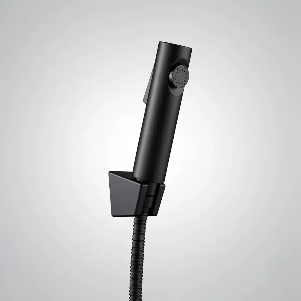 Round Black ABS Toilet Bidet Spray Kit With Stainless Steel Hose