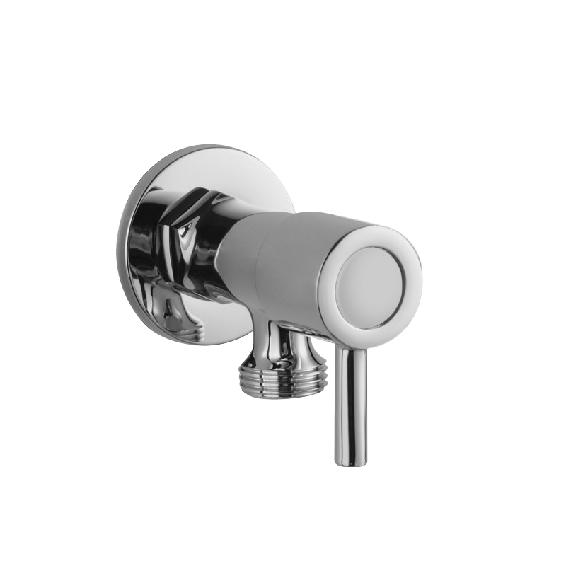 [41262] Round Chrome Brass 1/4 Turn Washing Machine Stop Tap Wall Mounted