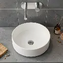 360x360x120mm Round Gloss White Ceramic Above Counter Basin Non-overflow