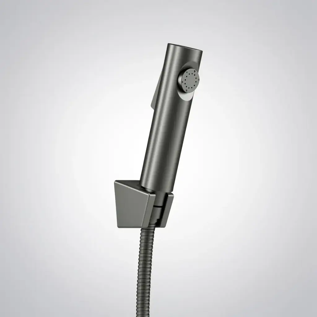 Round Gun Metal Grey ABS Toilet Bidet Spray Kit with Stainless Steel Hose