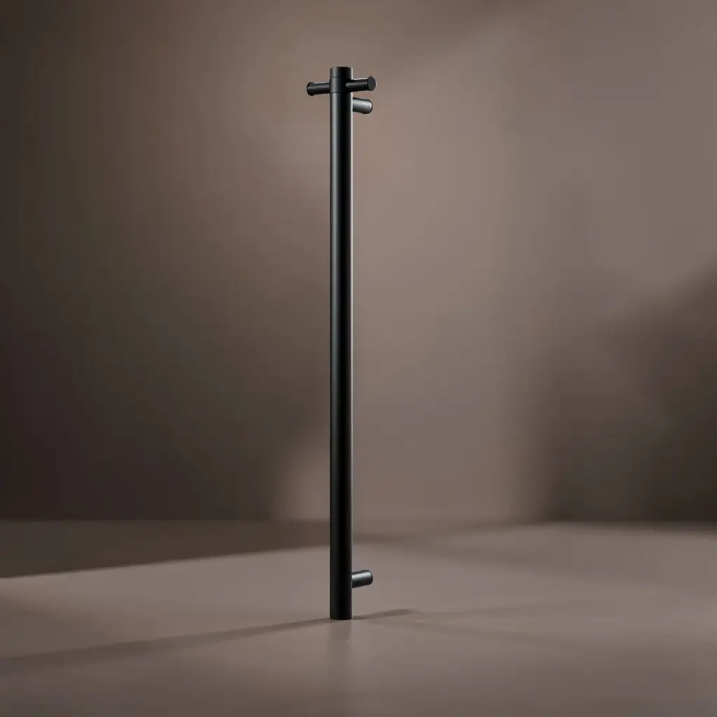 [41505] Round Vertical Brushed Gun Metal Grey Electric Heated Towel Rack Single Bar