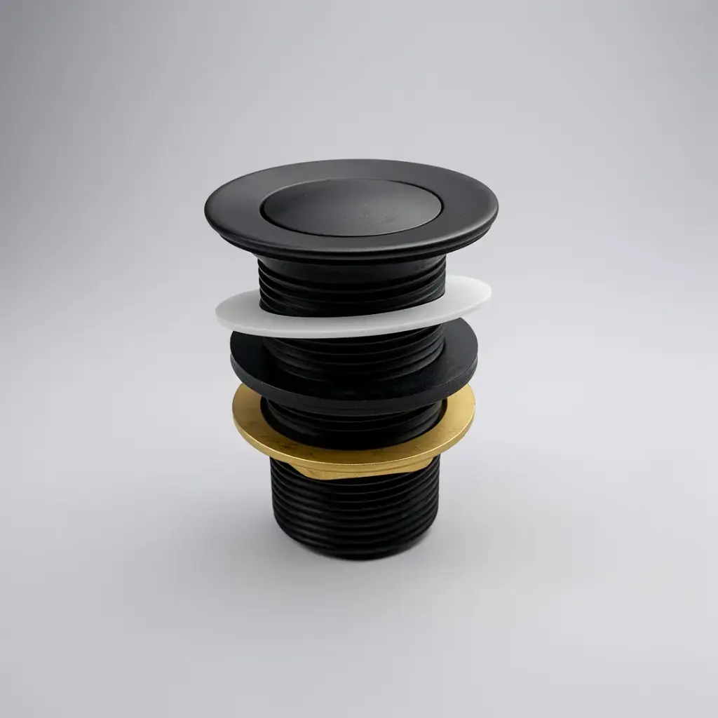[55559] Run Matte Black 32mm Brass Pop-Up Waste No Overflow