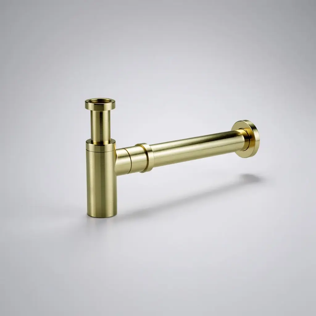 [55550] Rund Brass Bottle Trap Brush Gold