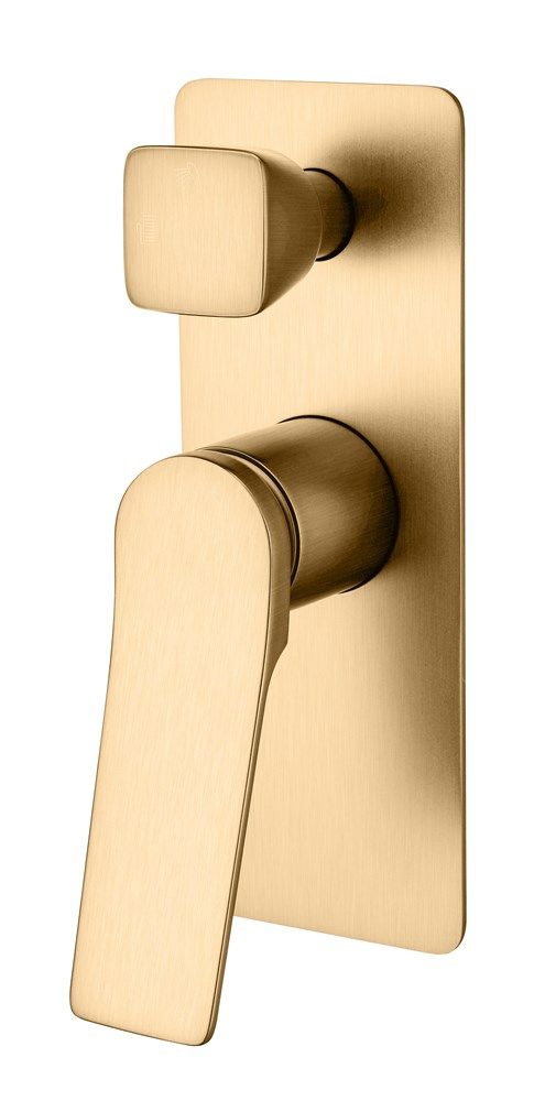[41489] Rushy Square Wall Mixer With Diverter Brushed Brass