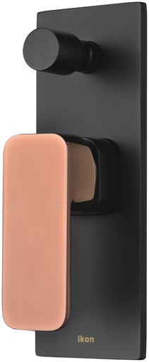 [43175] Seto Wall Mixer with Diverter(Black & Rose Gold Handle)