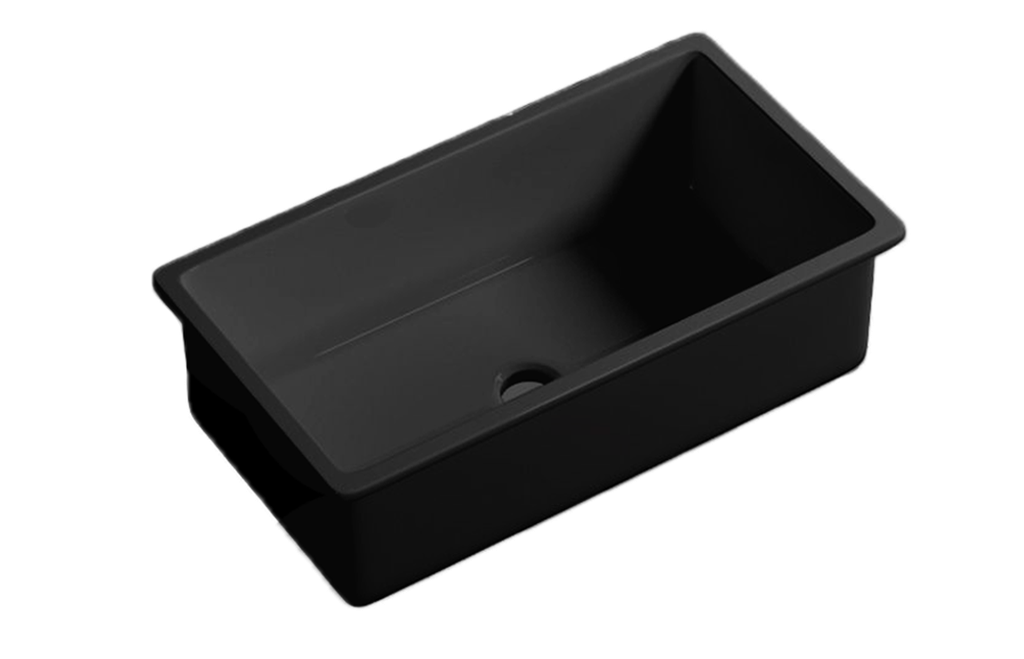 [56038] Size:813*483*254mm Matte Black Procida Fine Fireclay Inset/Undermount Sink Single Bowl,Grid And Waste Included