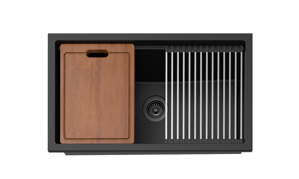 [56001] Size:825*470*241mm Bowl Size:760*381*241mm Matte Black Gabrio Granite Sink With Work Station,Single Bowl