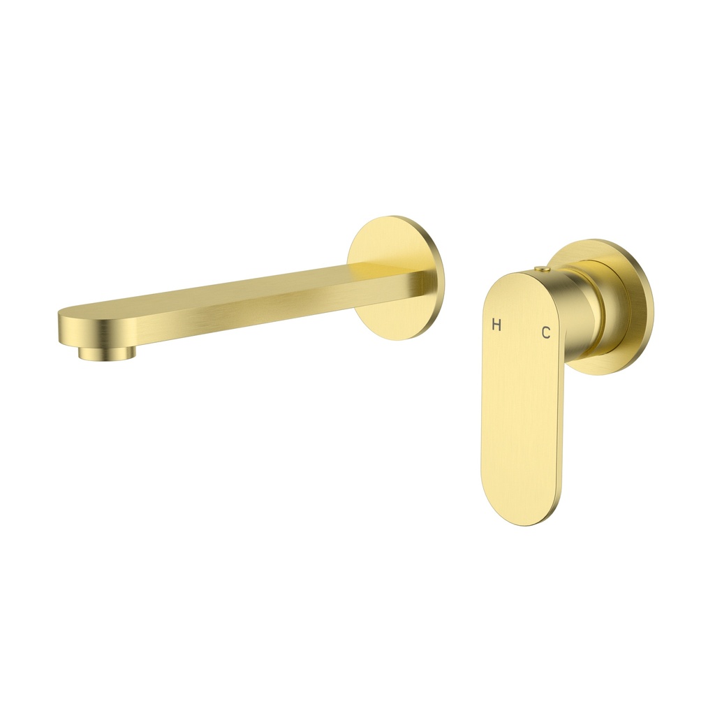 [44898] Sora SS Wall Basin Mixer Trim Kits With Separate Back Plate Brushed Gold