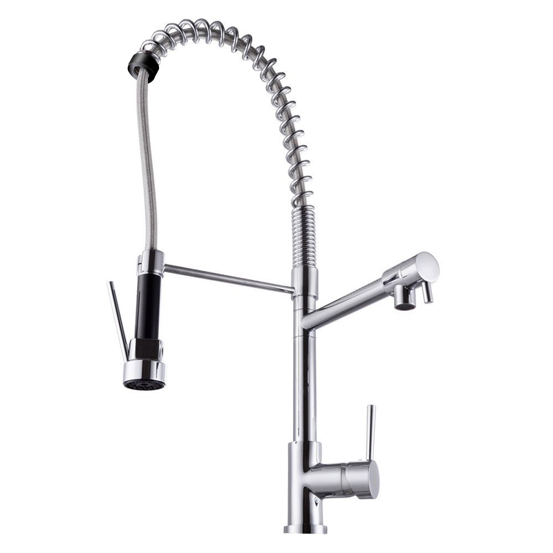 [40393] Spring Chrome Commercial Double Spout Kitchen Sink Mixer Tap