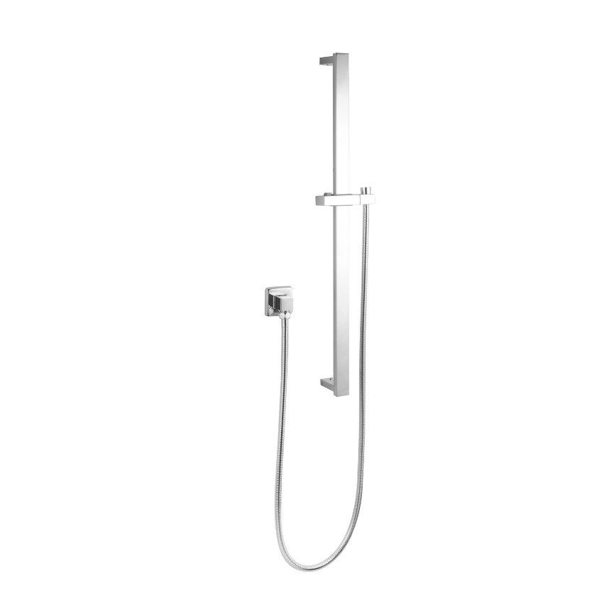[41147] Square Chrome Hand Shower Rail without Handheld Shower(PVC Hose)