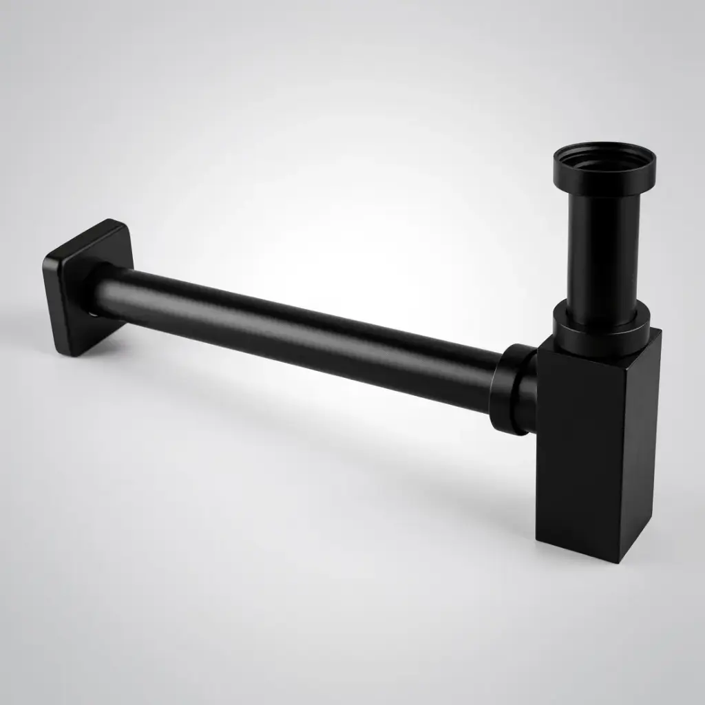 [41092] Square Matte Black Square Bottle Trap 32mm