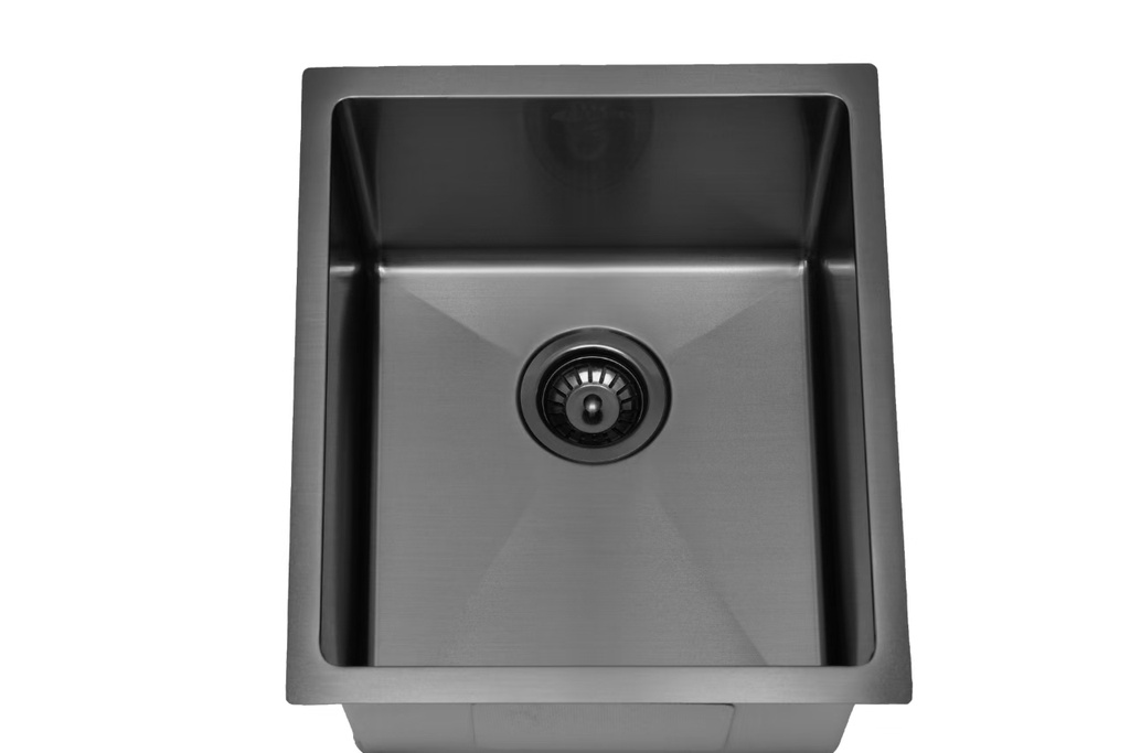 [44387] Eden Abovemount / Undermount Single Bowl Sink 10R Corner Gummetal 340 x 400mm (304 Stainless Steel)