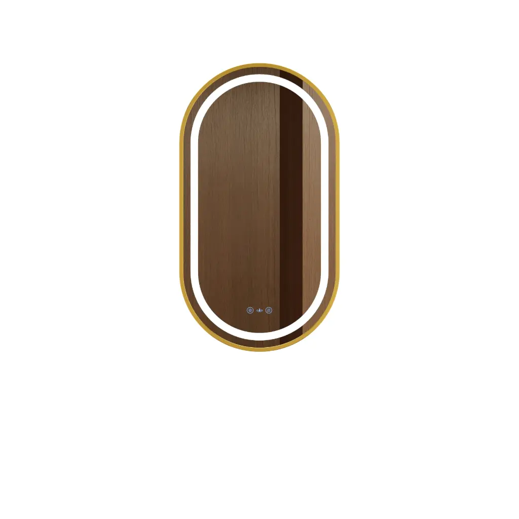 Venus Series 500x900x35mm Brushed Gold Oval LED Mirror