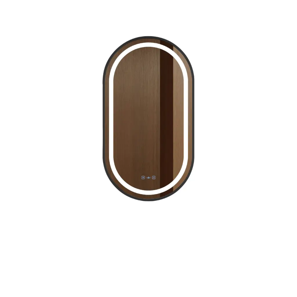 Venus Series 500x900x35mm Matt Black Oval LED Mirror