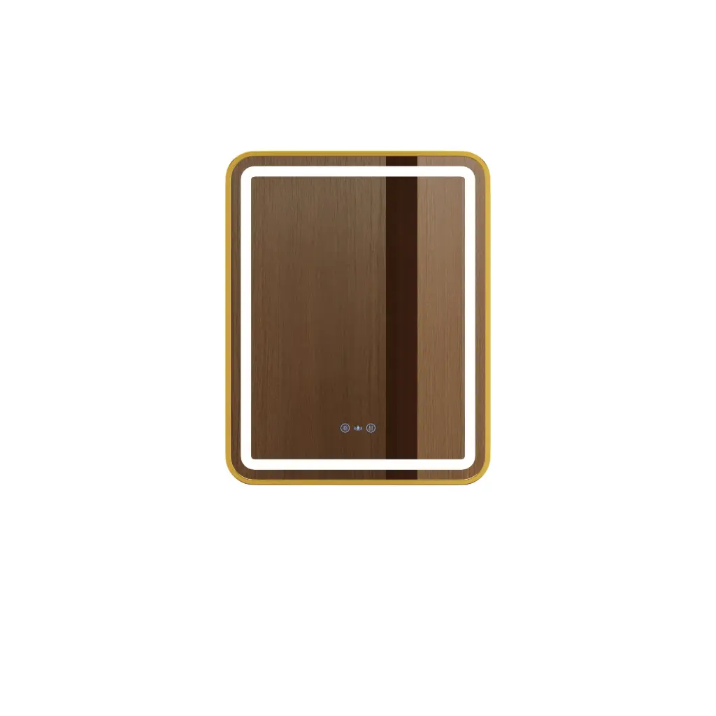 Venus Series 600x750x35mm Brushed Gold Square LED Mirror