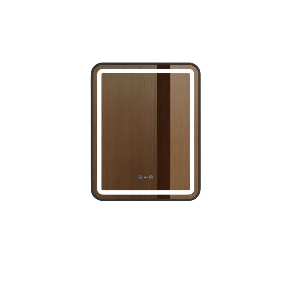 [50642] Venus Series 600x750x35mm Matt Black Square LED Mirror