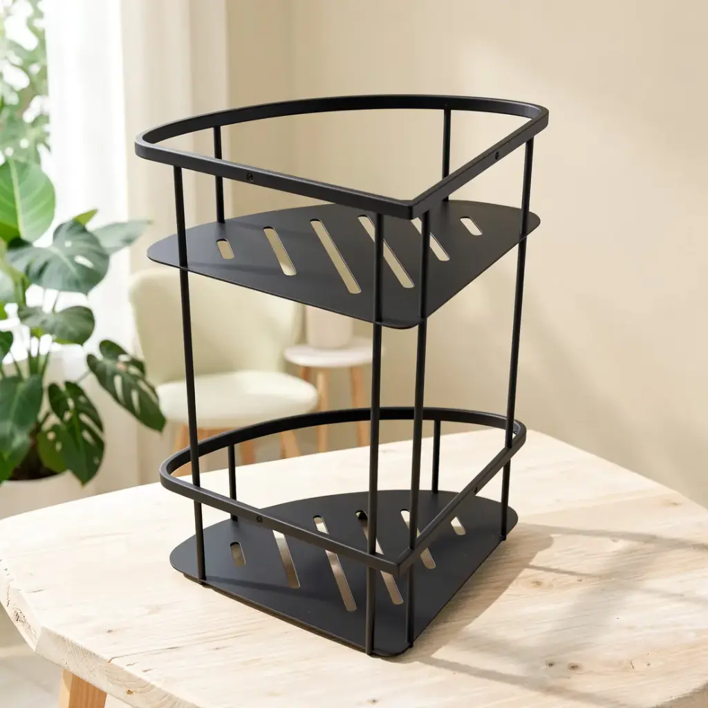 [40215] Vog Matte Black Stainless Steel 2 Tier Shower Caddy Shelf