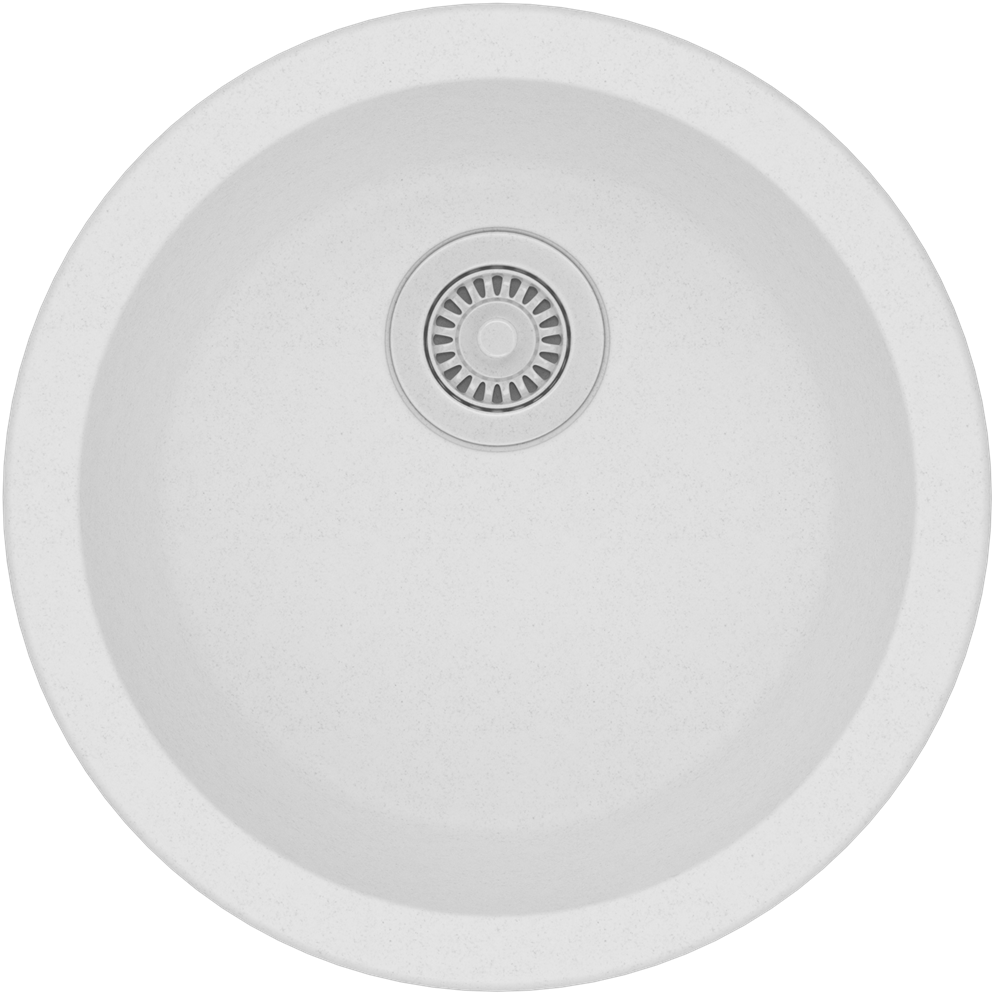 [41397] White Granite Quartz Stone Kitchen/Laundry Sink Round Single Bowl Top/Under Mount 460mm