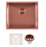[41528] Round Corner Stainless Steel Copper PVD Coating Single Bowl Kitchen Sink(With Bottom Tray) 500*440*230mm