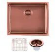 [41534] Round Corner Stainless Steel Copper PVD Coating Single Bowl Kitchen Sink(With Bottom Grid) 440*440*205mm