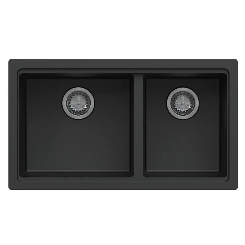 [41574] Black Carysil Maples 6040U Granite Double Bowl Stone Kitchen Sink 786*446*200mm(Undermount Only)