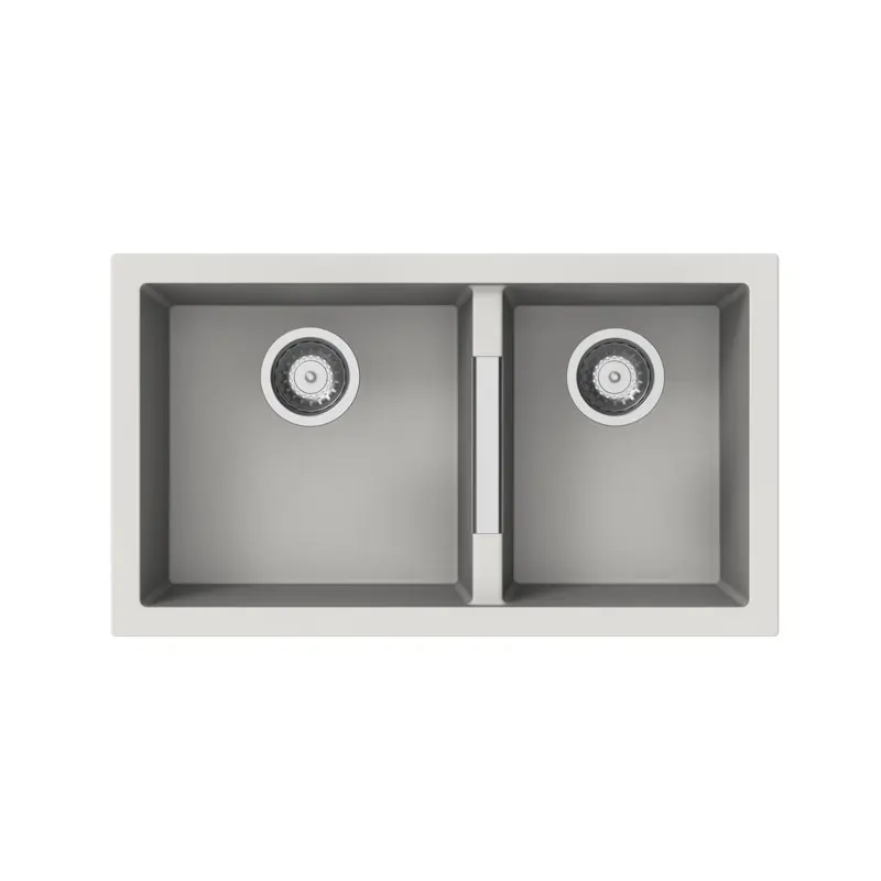 [41575] White Carysil Maples 6040U Granite Double Bowl Stone Kitchen Sink 786*446*200mm(Undermount Only)