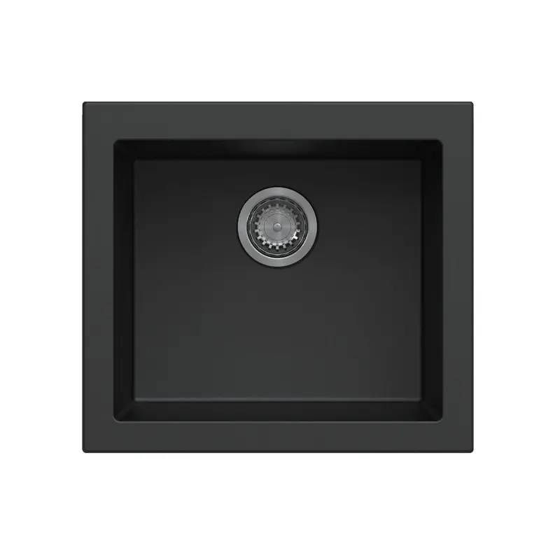 [41576] Black Carysil Maples N100U Granite Single Bowl Stone Kitchen Sink 540*473*241mm(Undermount Only)
