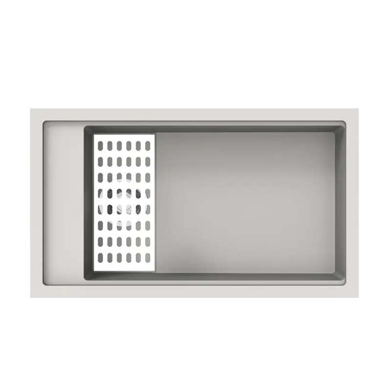 [41585] White Carysil Harmony SD780 Granite Single Bowl Stone Kitchen Sink 780*460*250mm(With Bottom Grid & Colander)