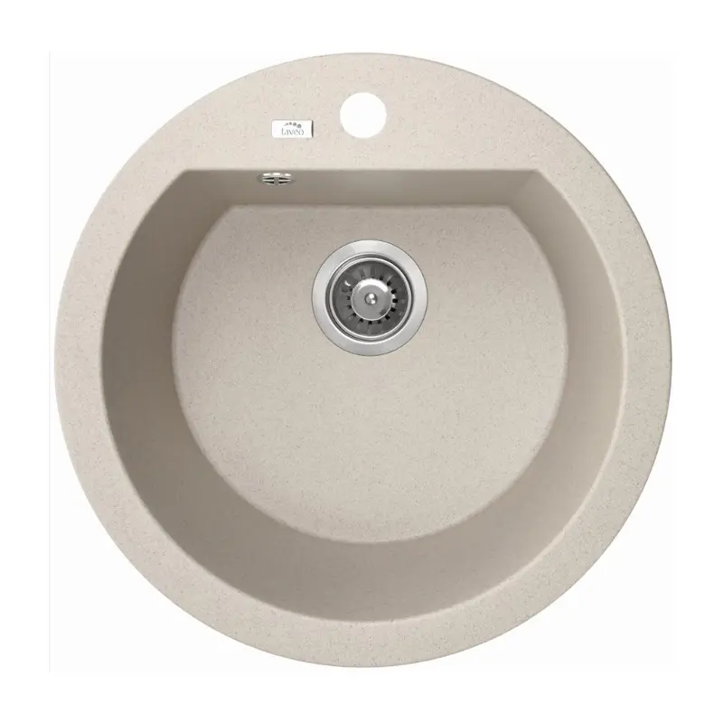 [41588] Laveo Dafne Beige Granite Single Bowl Stone Kitchen Sink 510*205mm(Including Space Saving Siphon And Click-Clack Plug)