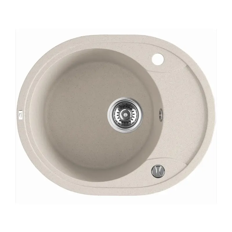 [41590] Laveo Dafne Beige Granite Single Bowl Stone Kitchen Sink 470*580*198mm(Including Space Saving Siphon And Click-Clack Plug)