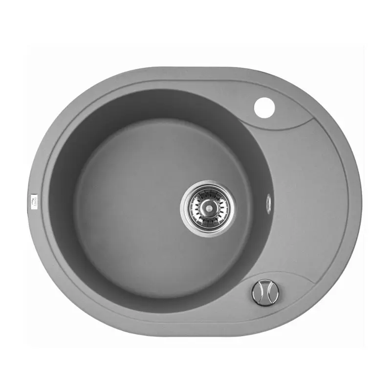 [41591] Laveo Dafne Grey Granite Single Bowl Stone Kitchen Sink 470*580*198mm(Including Space Saving Siphon And Click-Clack Plug)