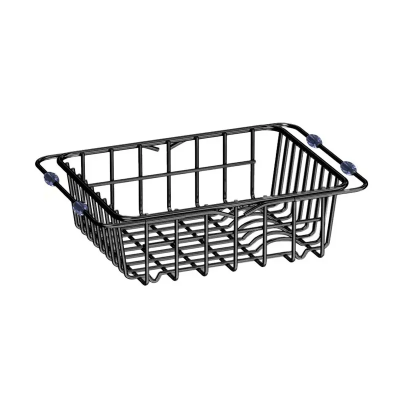 [41619] Flexible Stainless Steel Brushed Gun Metal Grey PVD Coating Sink Basket/Dish Rack