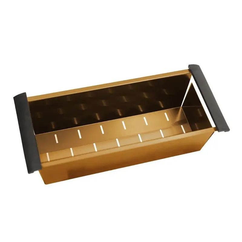 [41631] Brushed Brass Stainless Steel Kitchen Sink Colander 450*190*130mm