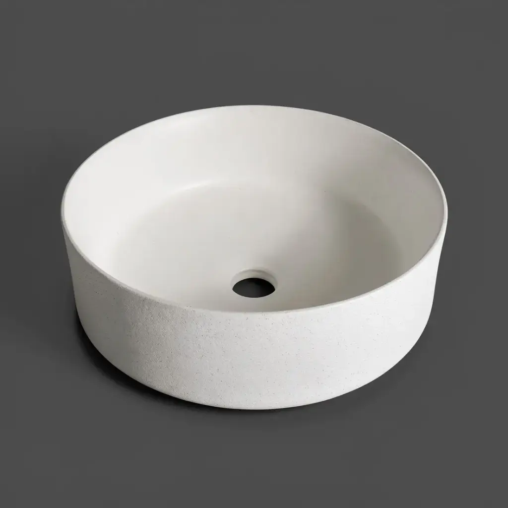 [41633] 360*360*125mm Polar Textured Exterior Finish & Matte White Interior Finish Above Counter Basin(32mm Nonoverflow)