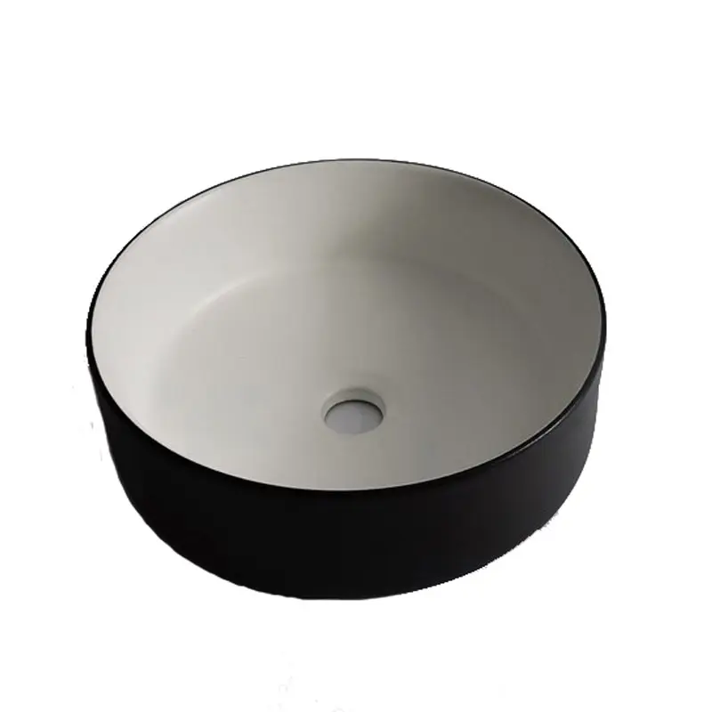 [41634] 360*360*125mm Polar Black Textured Exterior Finish & Matte White Interior Finish Above Counter Basin(32mm Nonoverflow)