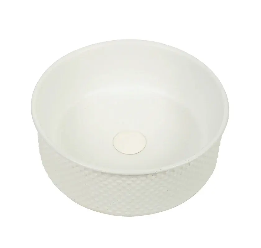 [41643] 385*385*140mm Polar Subtly Textured Exterior With Matte White Interior Finish Above Counter Basin(32mm Nonverflow)