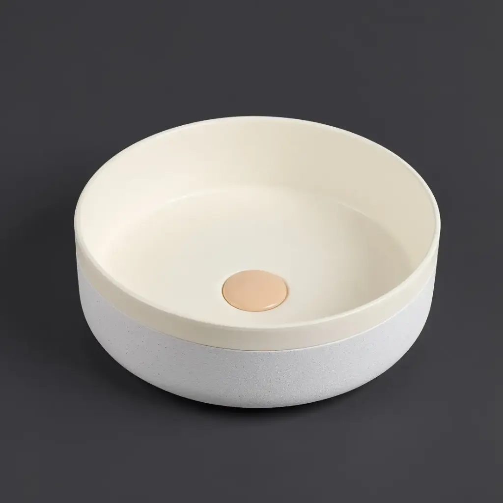 375*375*135mm Color Plus Textured Exterior Finish & Matte Creamy Interior Finish Above Counter Basin(32mm Nonoverflow)