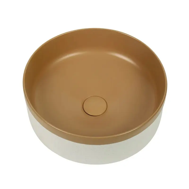 [41651] 375*375*135mm Color Plus Textured Exterior Finish & Matte Light Brown Interior Finish Above Counter Basin(32mm Nonoverflow)