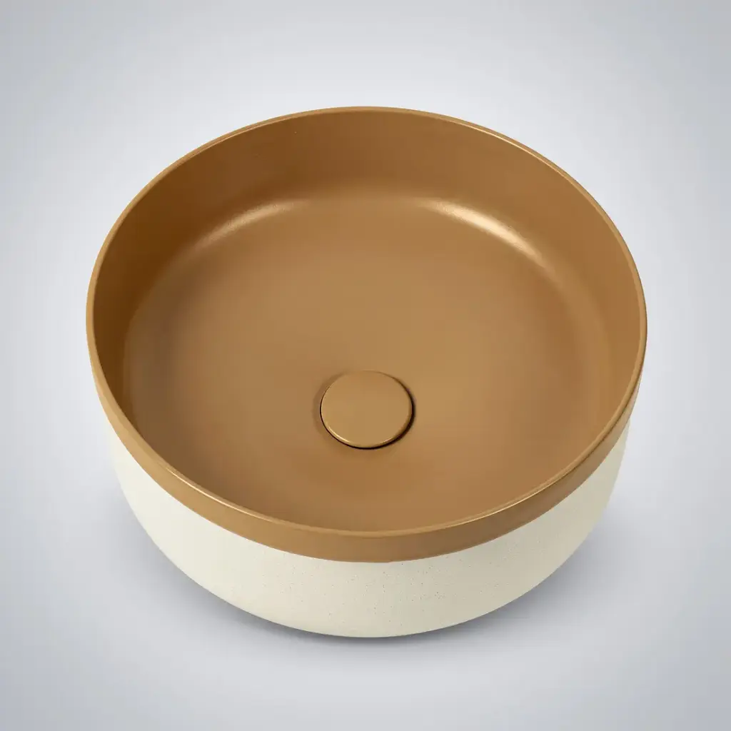 [41651] 375*375*135mm Color Plus Textured Exterior Finish & Matte Light Brown Interior Finish Above Counter Basin(32mm Nonoverflow)