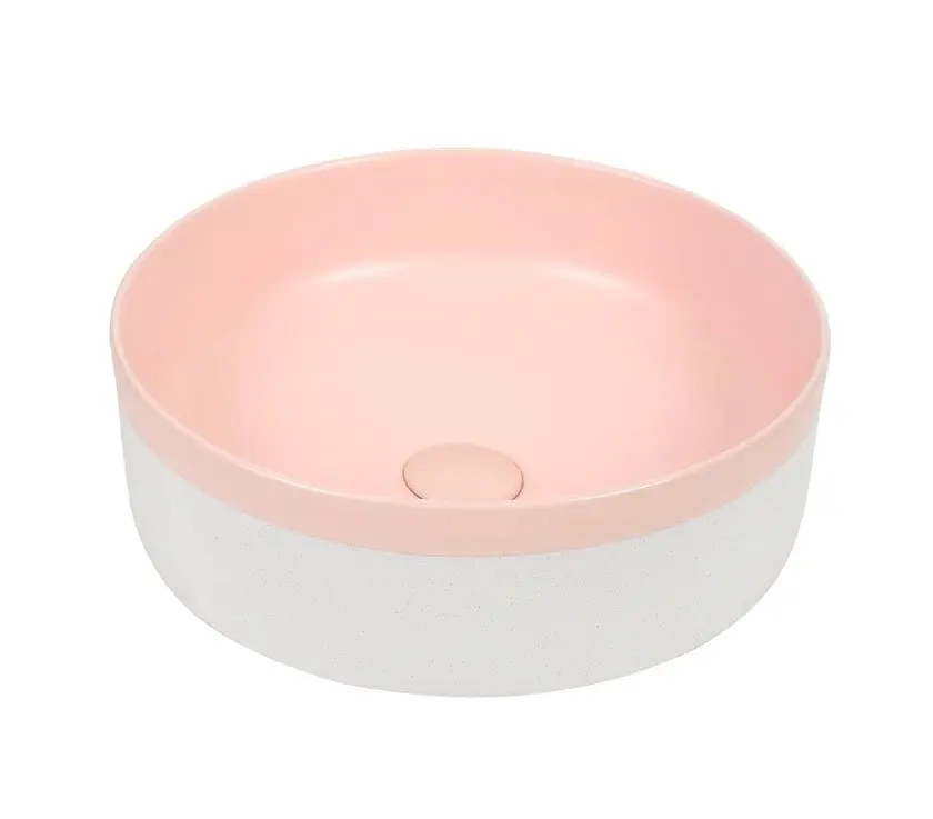 [41654] 375*375*135mm Color Plus Textured Exterior Finish & Matte Pink Interior Finish Above Counter Basin(32mm Nonoverflow)