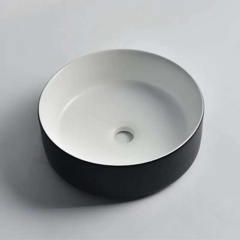 [41664] 360*360*125mm Matte Black Exterior Finish & Matte White Interior Finish Above Counter Basin(32mm Nonoverflow)