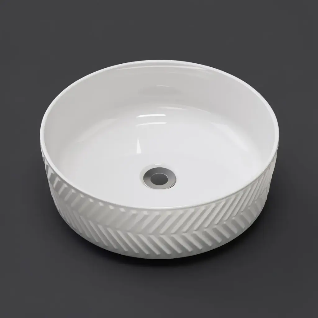 [41669] 365*365*120mm Gloss White With Arrow Design Above Counter Basin(32mm Nonoverflow)