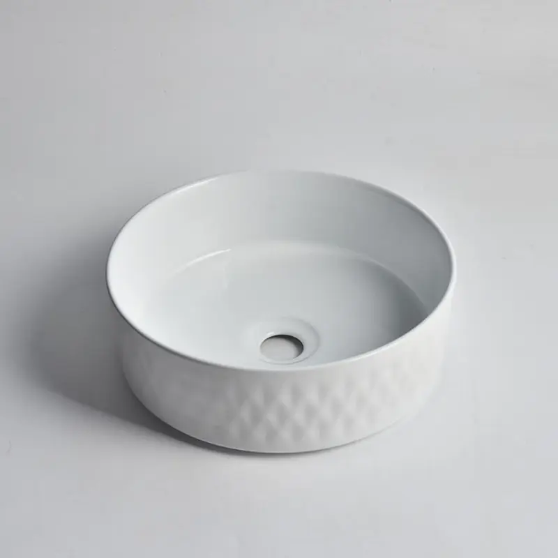 [41670] 365*365*120mm Gloss White With Diamond Design Above Counter Basin(32mm Nonoverflow)