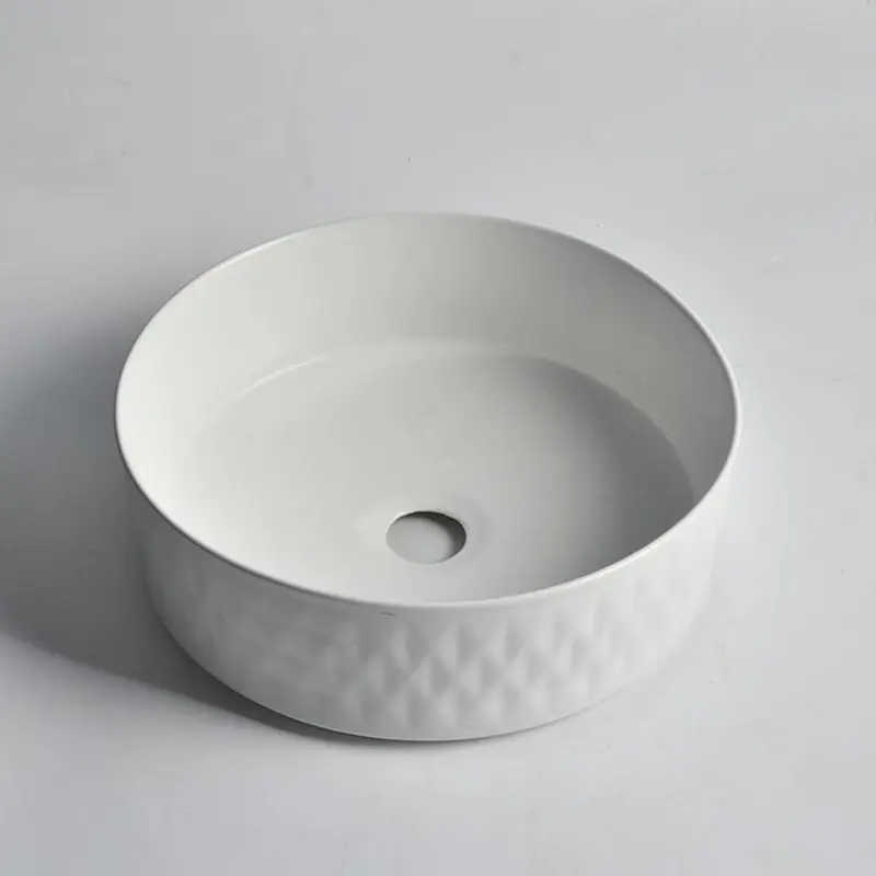 [41671] 365*365*120mm Matte White With Diamond Design Above Counter Basin(32mm Nonoverflow)