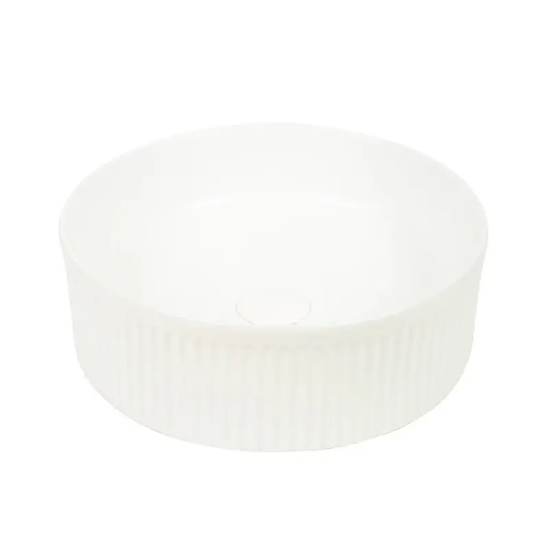 [41674] 370*370*130mm Matte White With Fluted Design Above Counter Basin(32mm Nonoverflow)