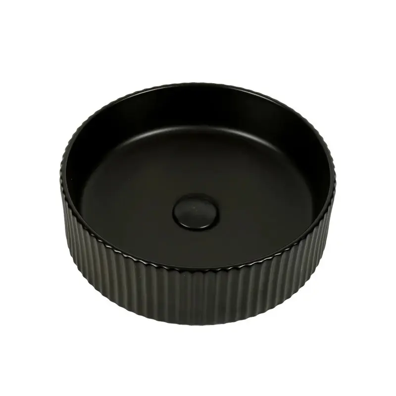 [41677] 400*400*125mm Matte Black With Fluted Design Above Counter Basin(32mm Nonoverflow)