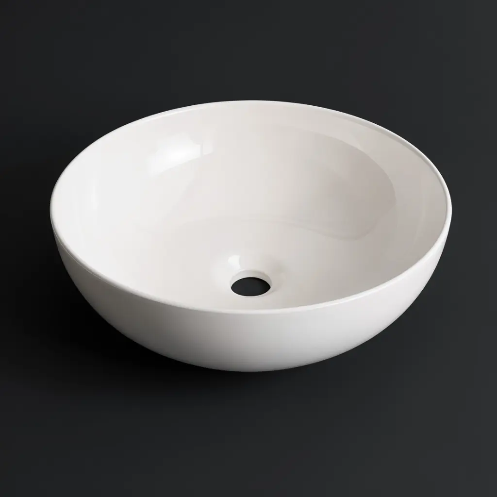 [41682] 400*400*135mm Gloss White Above Counter Basin(32mm Nonoverflow)