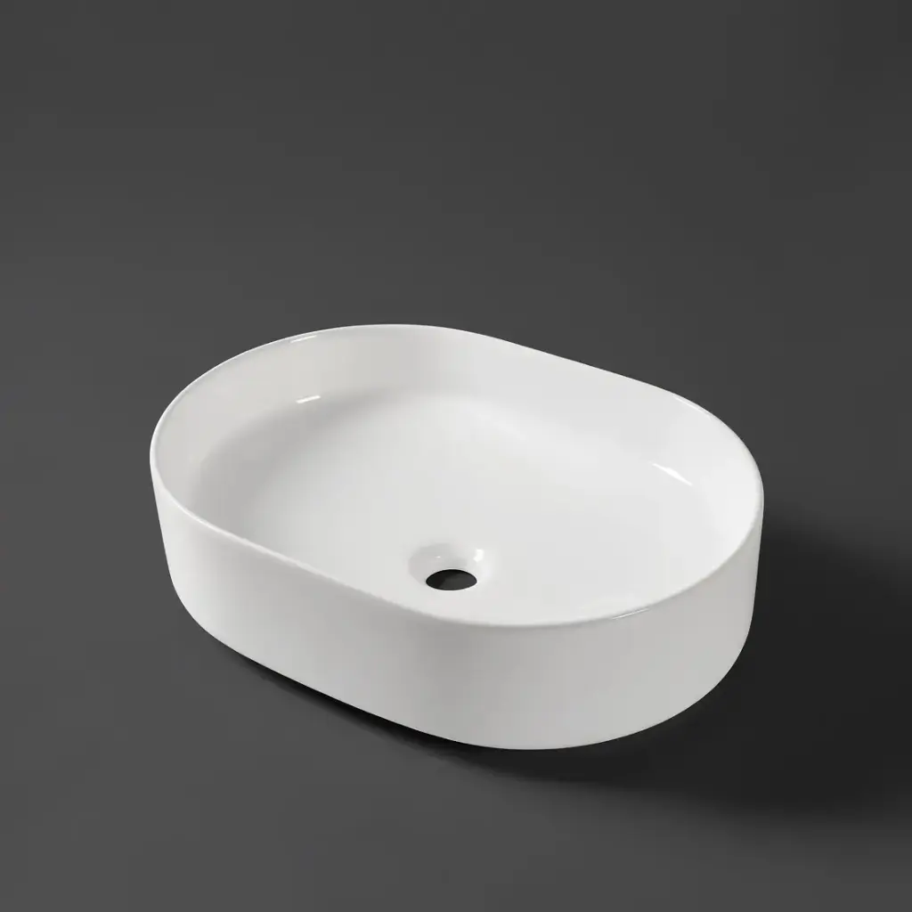 [41687] 500*370*135mm Gloss White Above Counter Basin(32mm Nonoverflow)