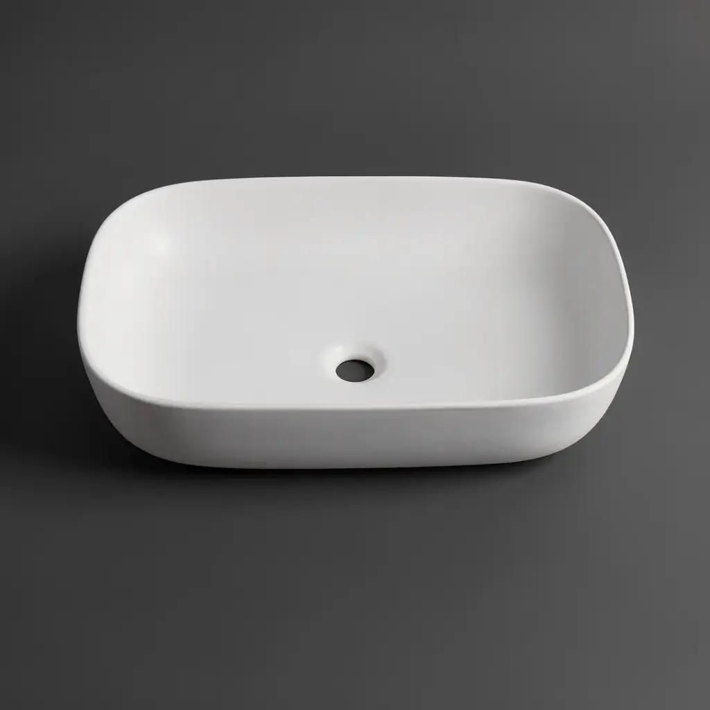 [41703] 610*400*150mm Matte White Above Counter Basin(32mm Nonoverflow)