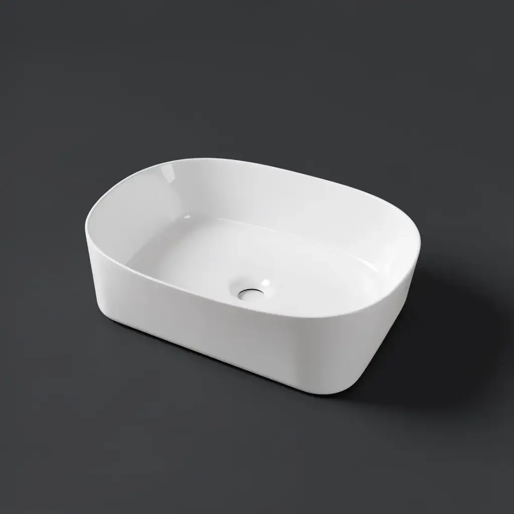 [41710] 500*360*140mm Gloss White Above Counter Basin(32mm Nonoverflow)